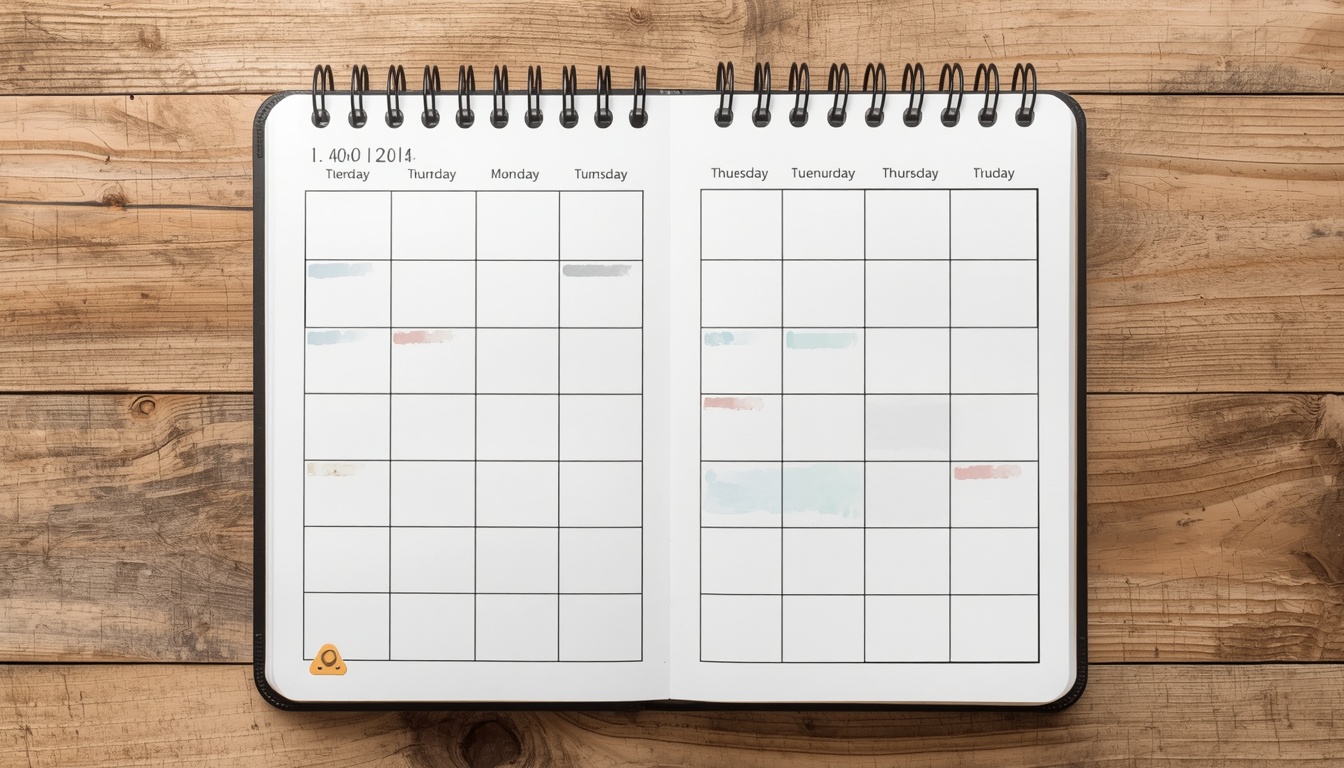 Planning notebook with time blocking schedule